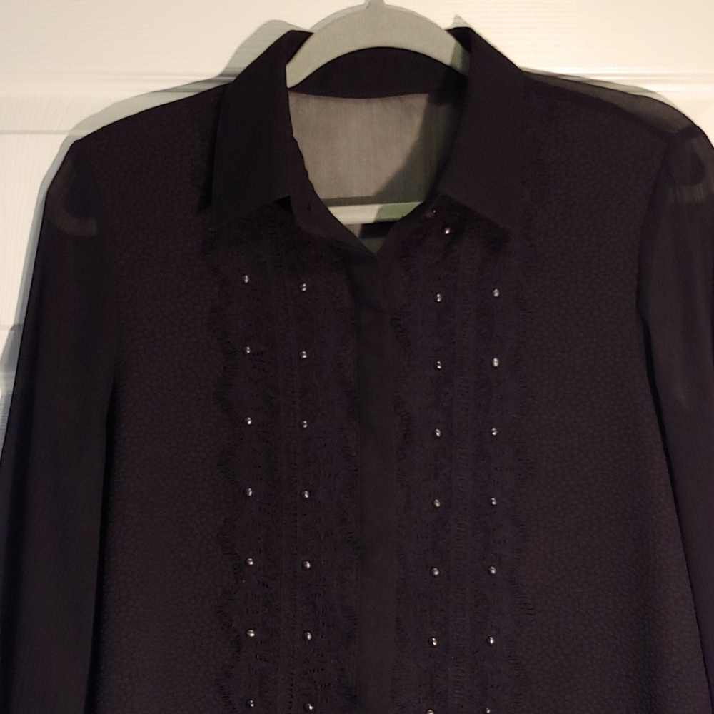 Black Lace & Organza Blouse by Diva's Palace